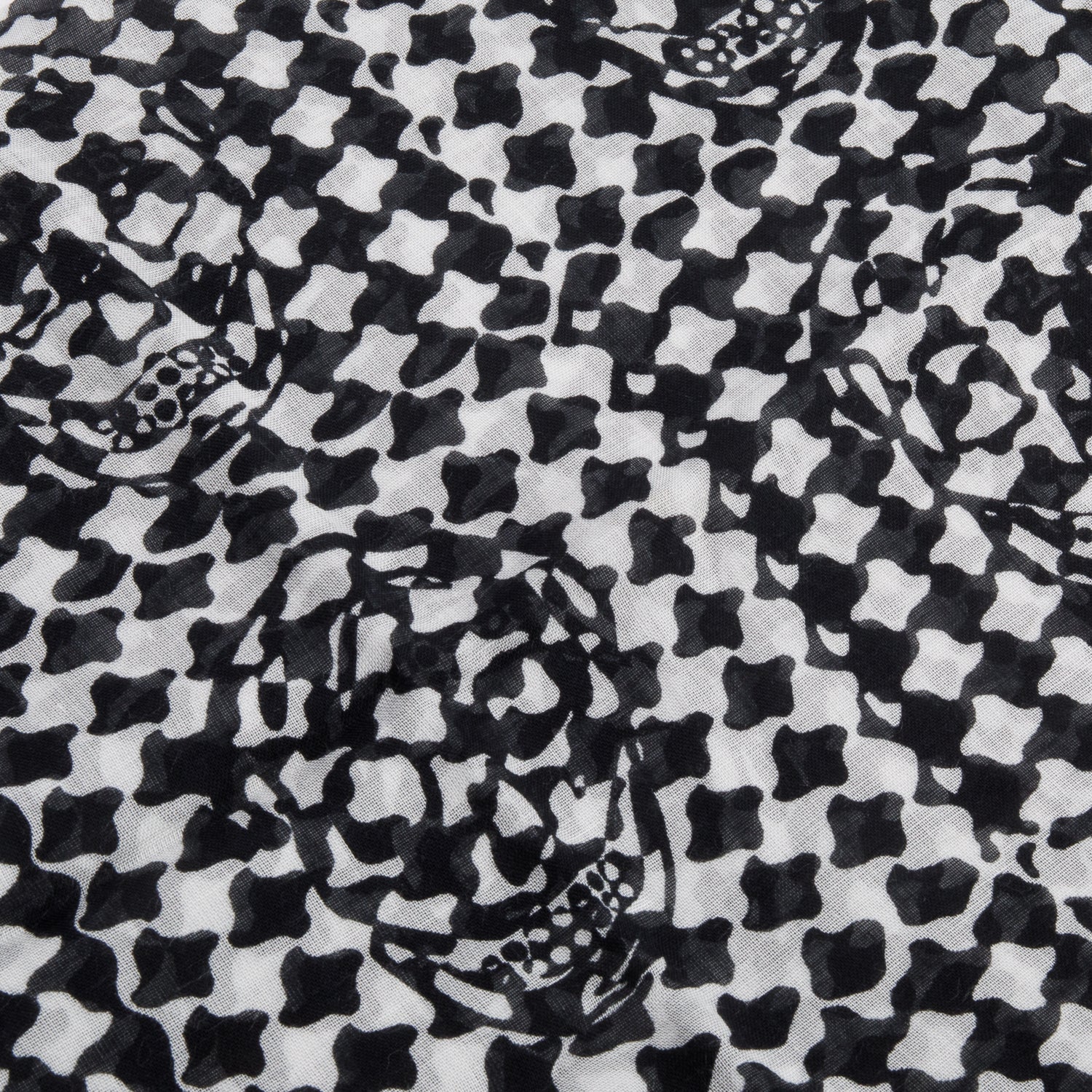 Alexander McQueen Black/White Skull Printed Silk Blend Scarf