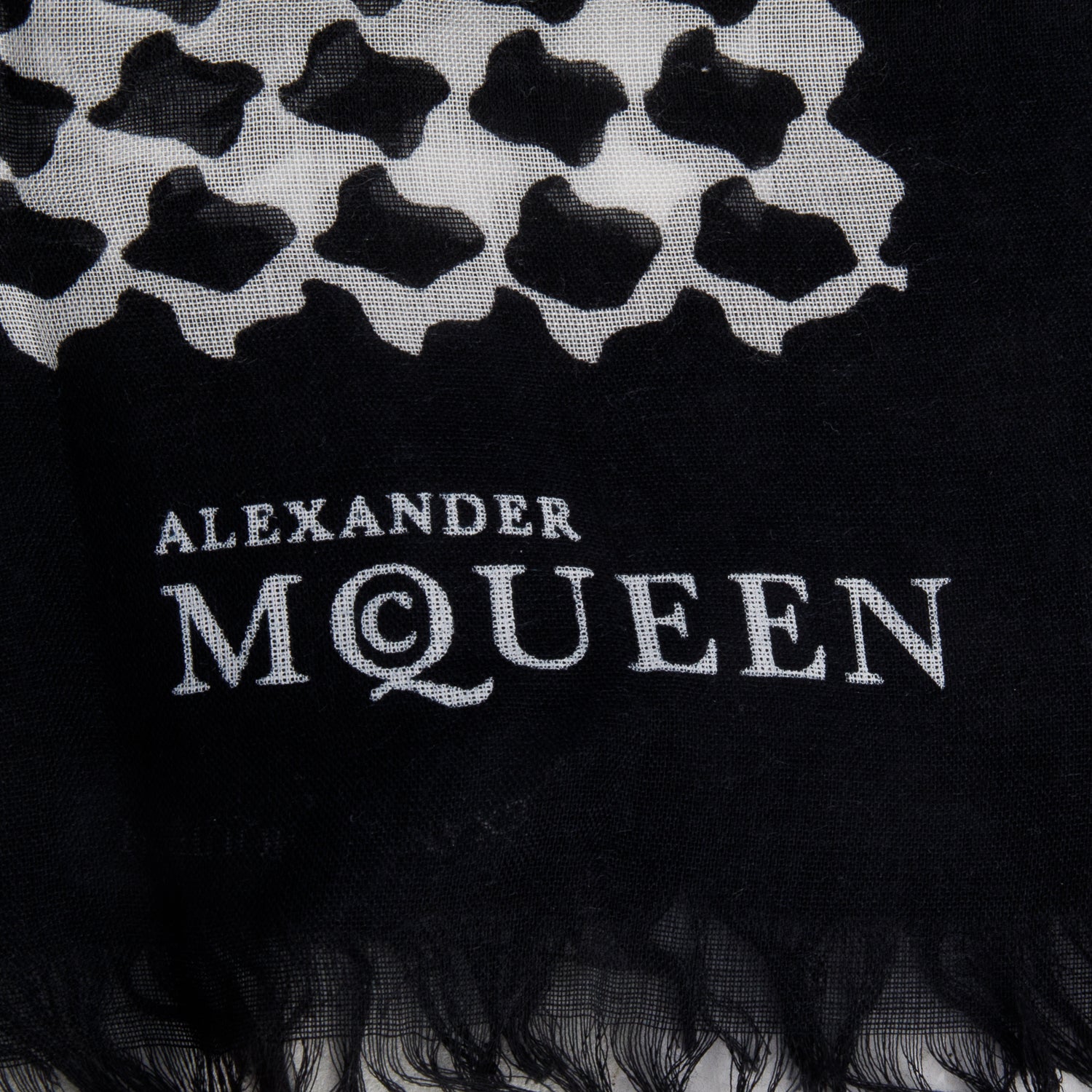 Alexander McQueen Black/White Skull Printed Silk Blend Scarf