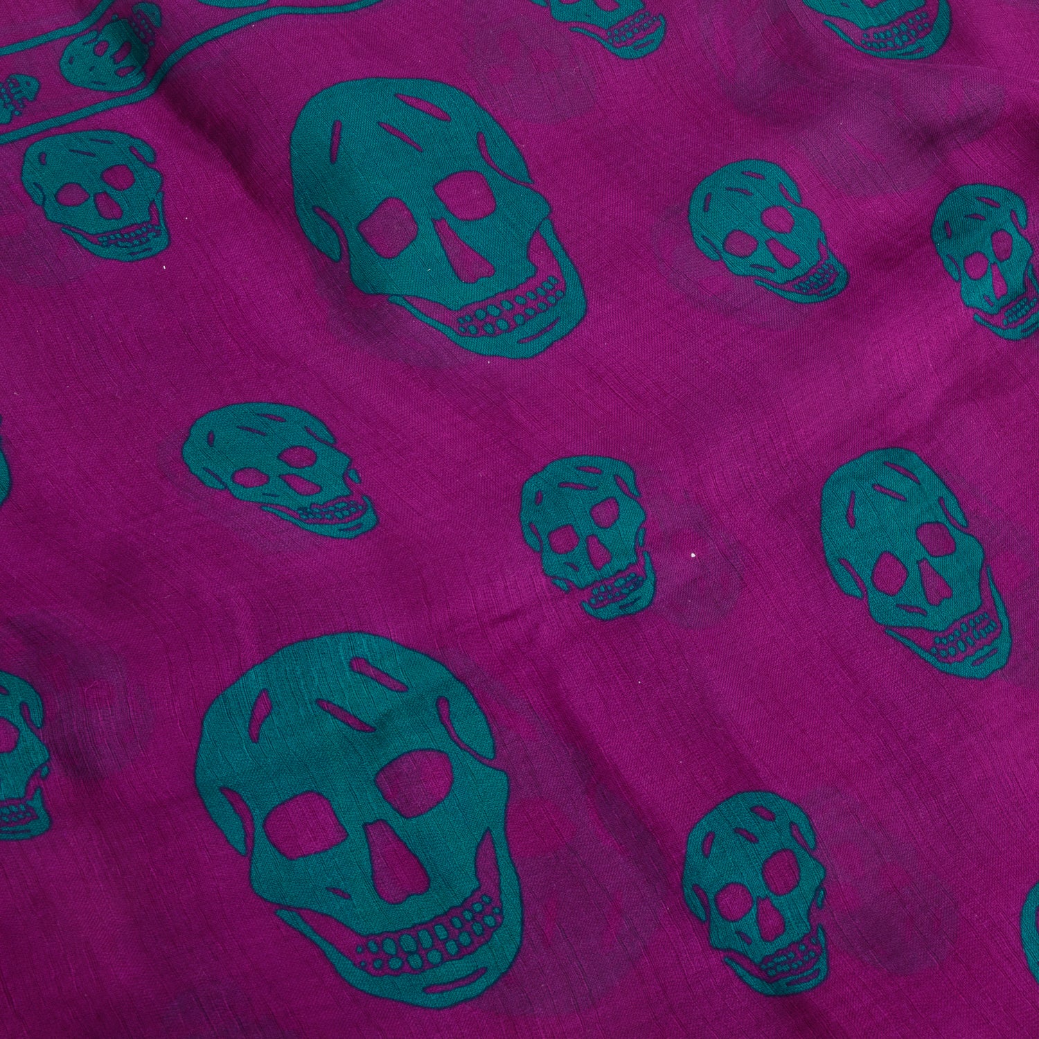 Alexander McQueen Purple/Green Skull Printed Silk Scarf