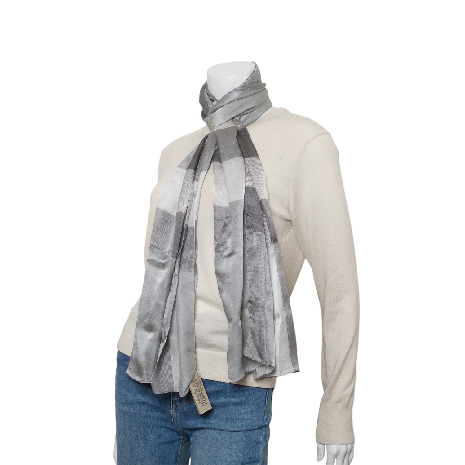 Burberry Grey Check Mulberry Silk Scarf