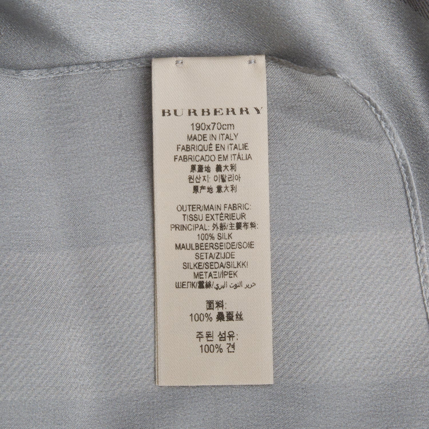 Burberry Grey Check Mulberry Silk Scarf