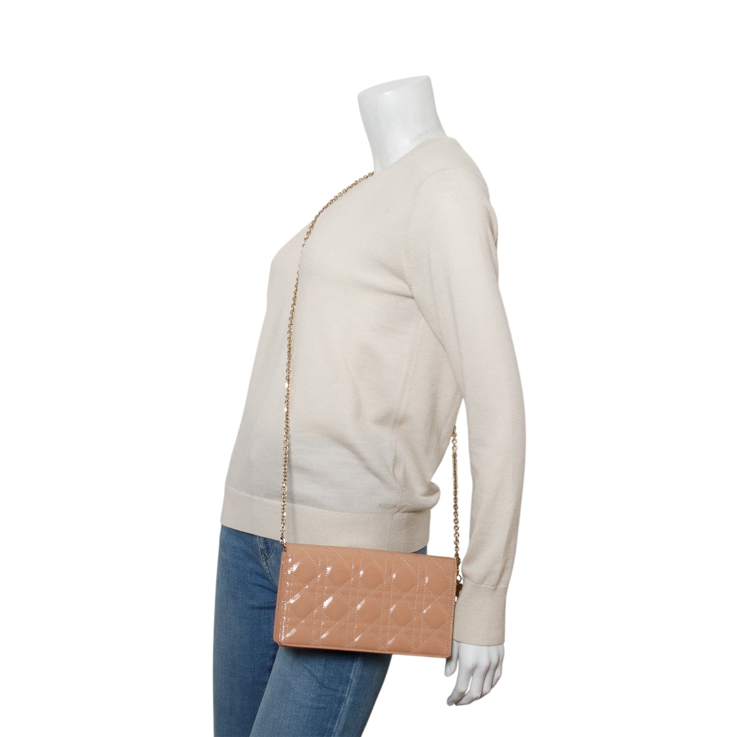 Christian Dior 2021 Pink Patent Leather Cannage Lady Dior Clutch w/ Box & Inserts