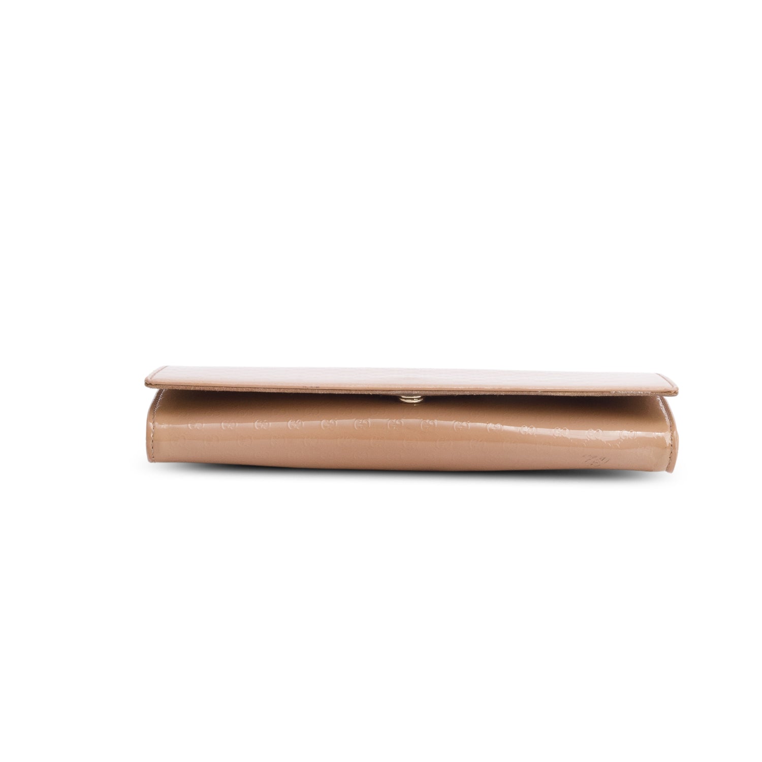 Gucci Beige Patent Leather Signature Micro Broadway Clutch