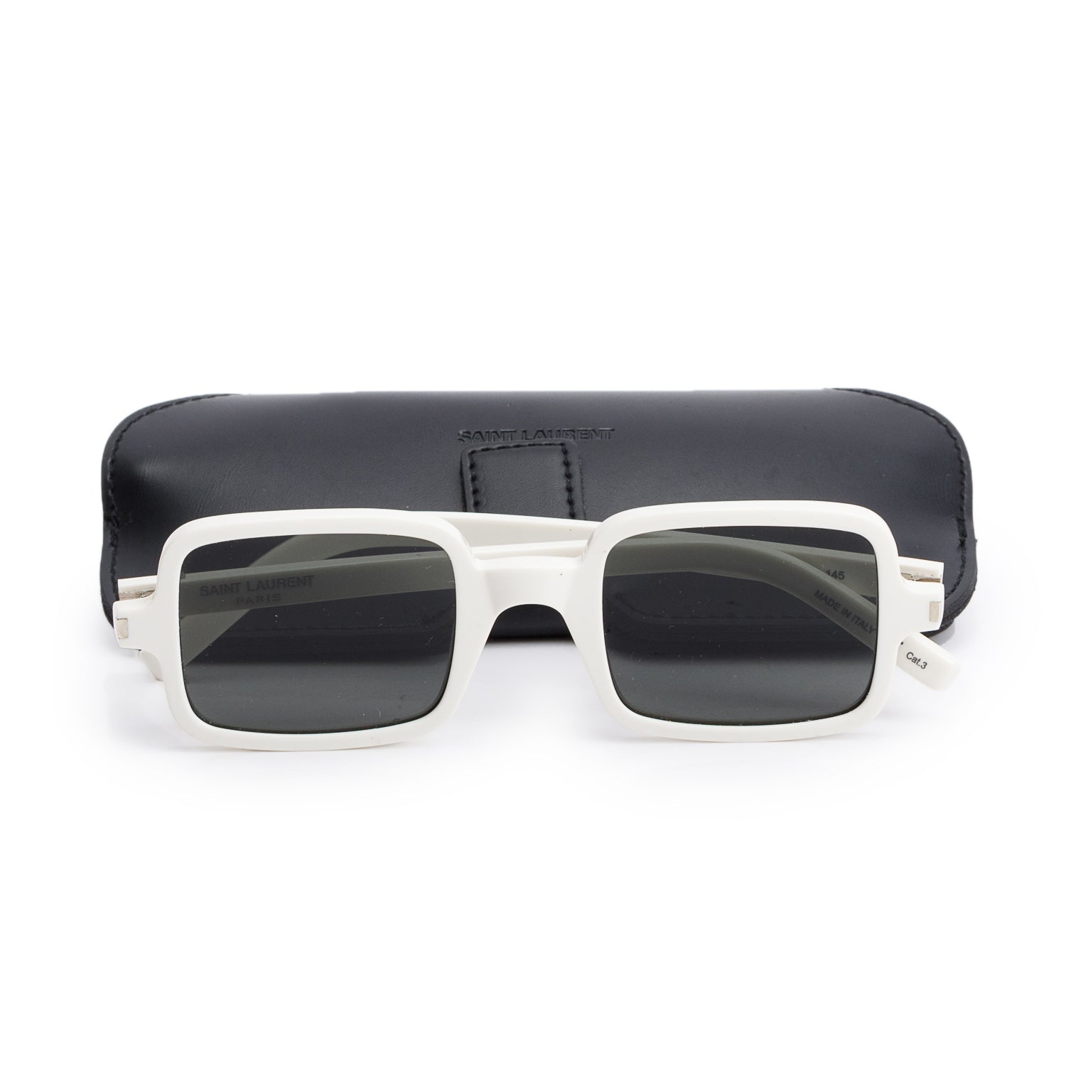 Saint Laurent SL 332 White Acetate Square Sunglasses w/ Case