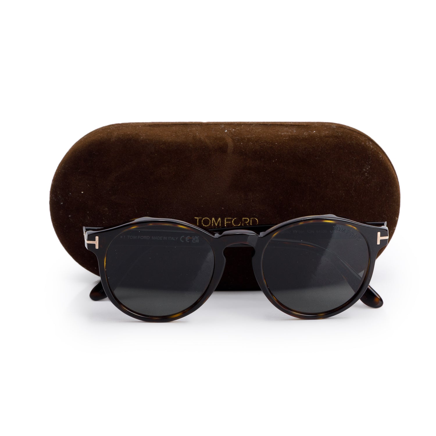 Tom Ford TF 591 Havana Ian-02 Acetate Round Sunglasses w/ Case