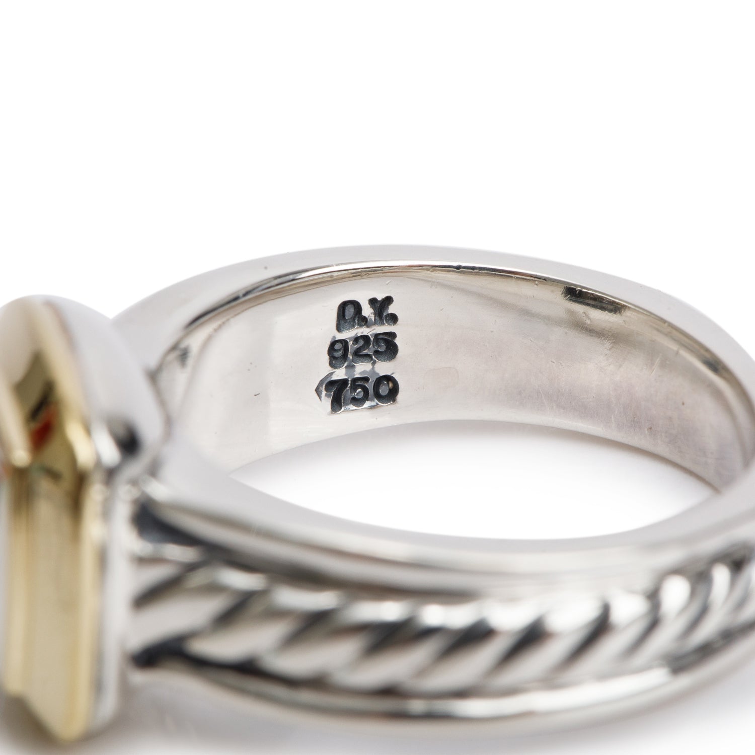 David Yurman Vintage Sterling Silver & 18k Yellow Gold Diamond Cable Cocktail Ring, Size 7