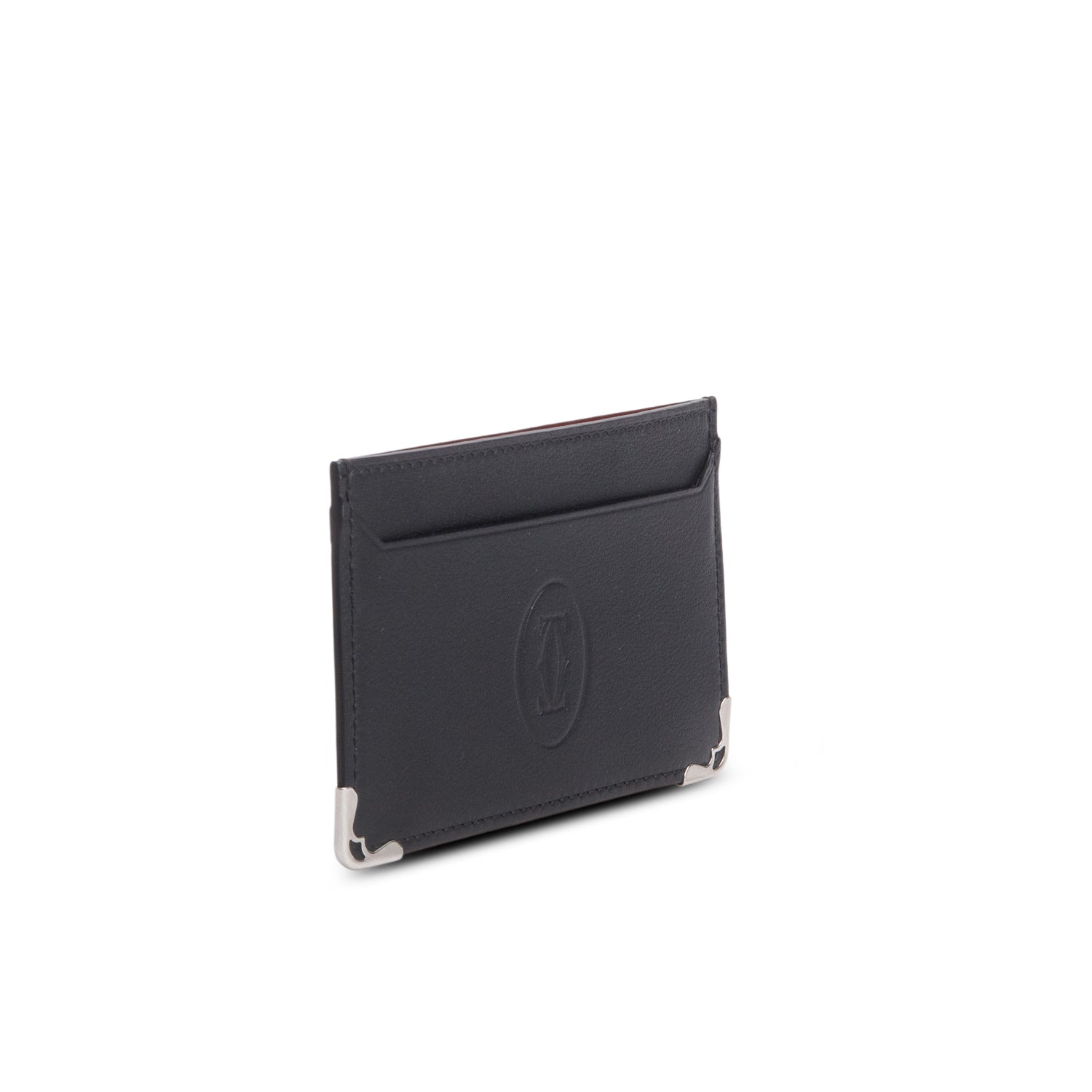 Cartier Black Calfskin Logo Embossed Must Card Holder w/ Box