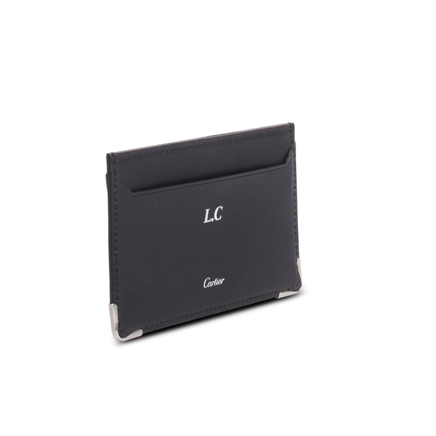 Cartier Black Calfskin Logo Embossed Must Card Holder w/ Box