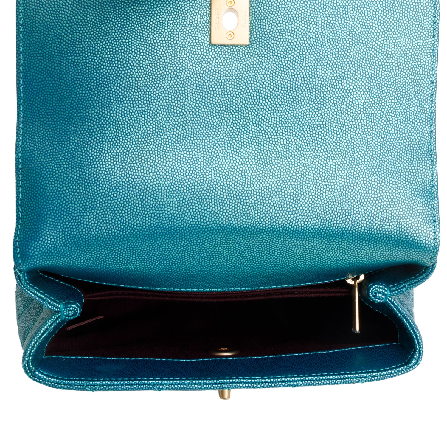 Chanel Metallic Green Caviar Quilted Mini Coco Top Handle Flap Bag w/ Box & Authenticity Card