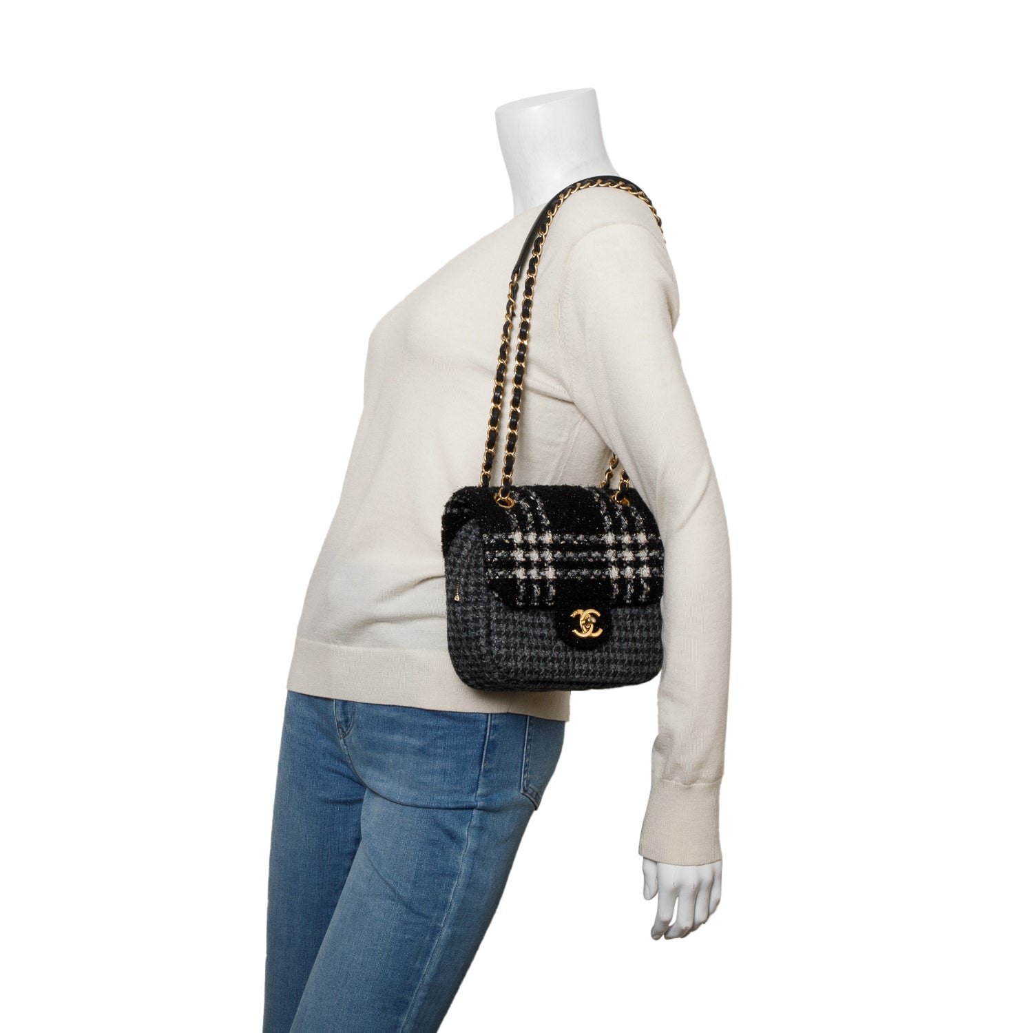 Chanel Grey Tweed Mini Square Flap Bag