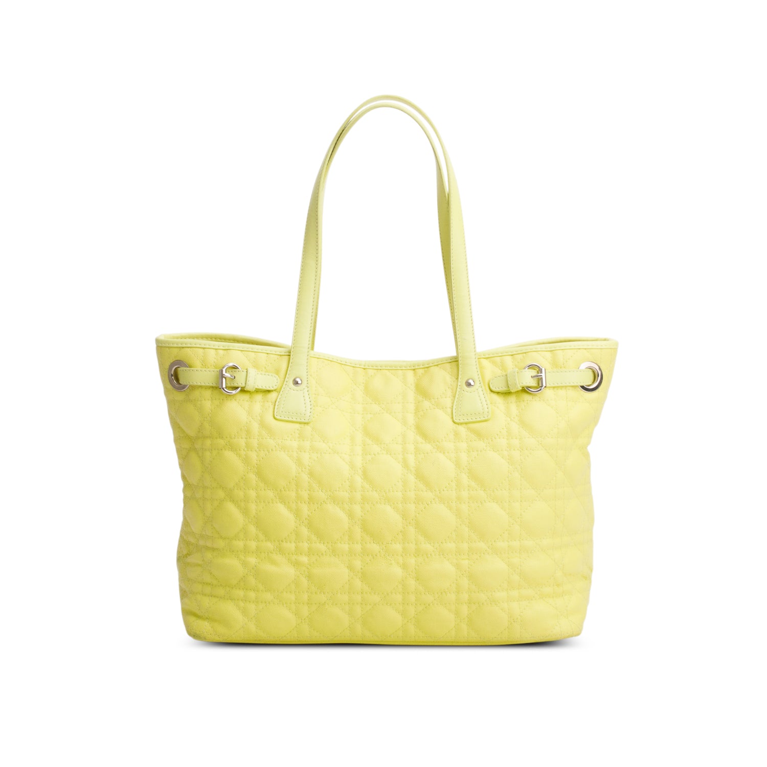 Christian Dior Yellow Coated Canvas Cannage Medium Panarea Tote w/ Authenticity Card