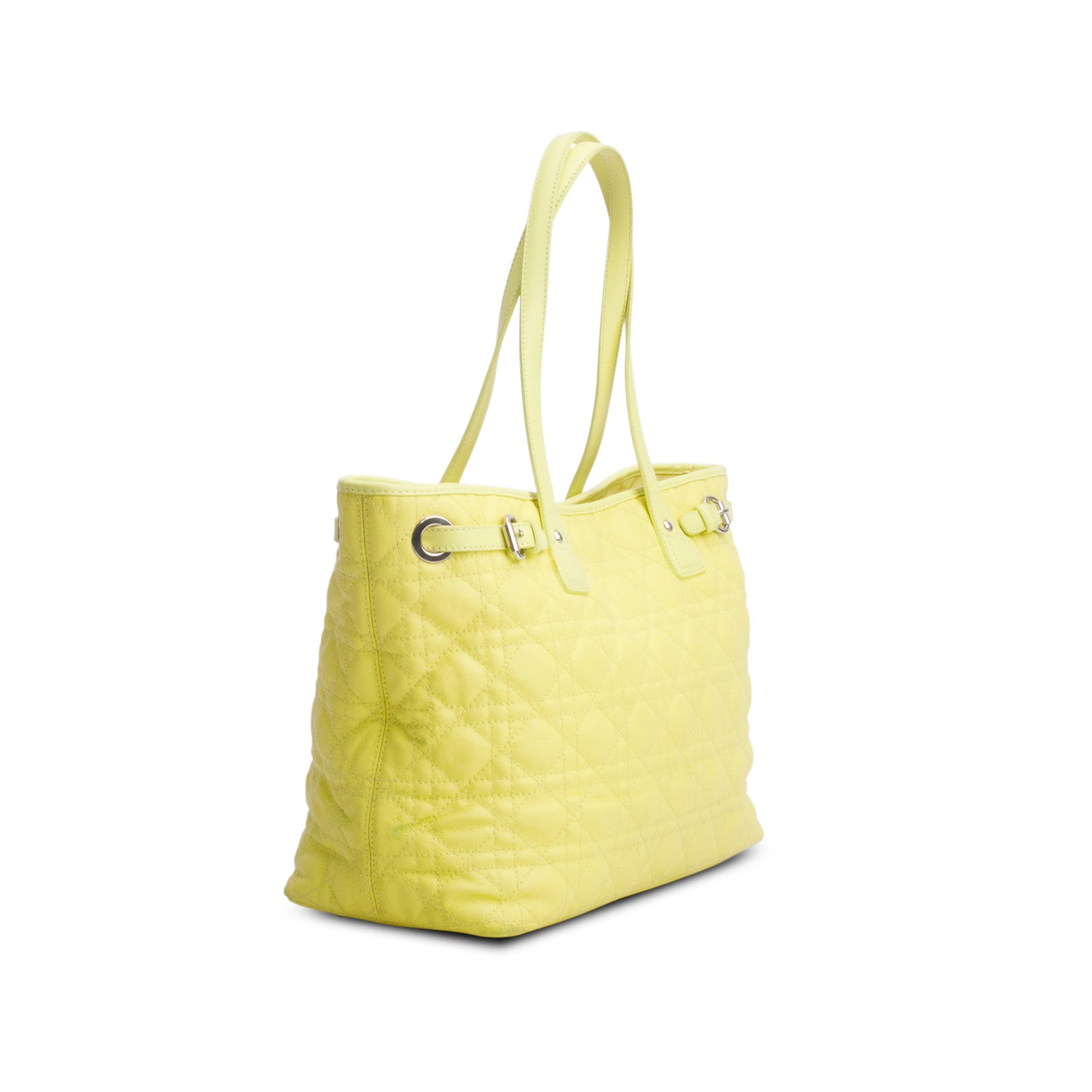 Christian Dior Yellow Coated Canvas Cannage Medium Panarea Tote w/ Authenticity Card