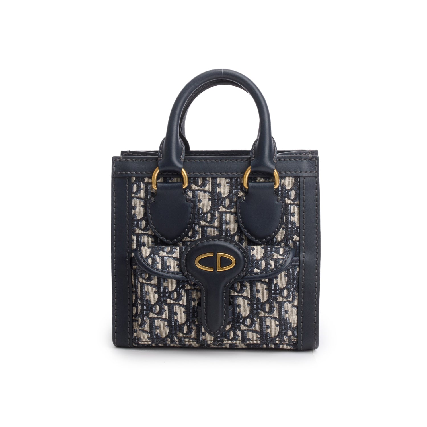 Christian Dior Blue Oblique Mini Pocket Tote Bag w/ Strap
