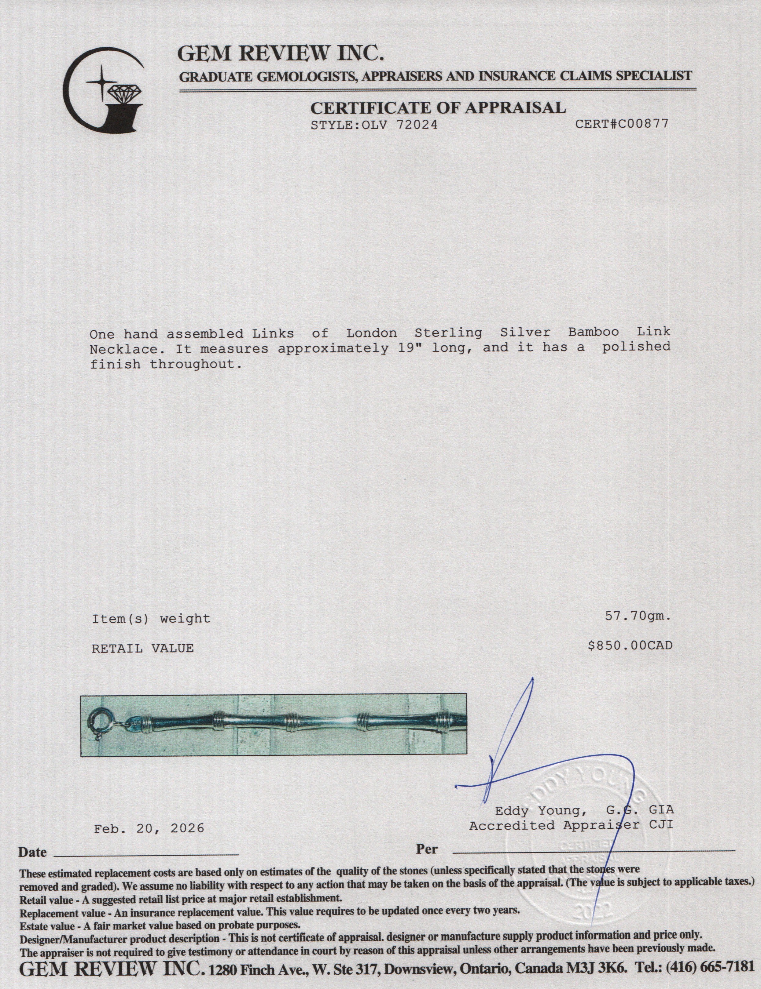 Links of London Sterling Silver Bamboo Link Necklace