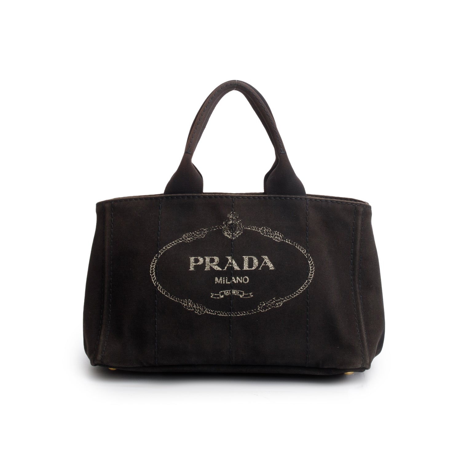 Prada Black Denim Canapa Logo Tote