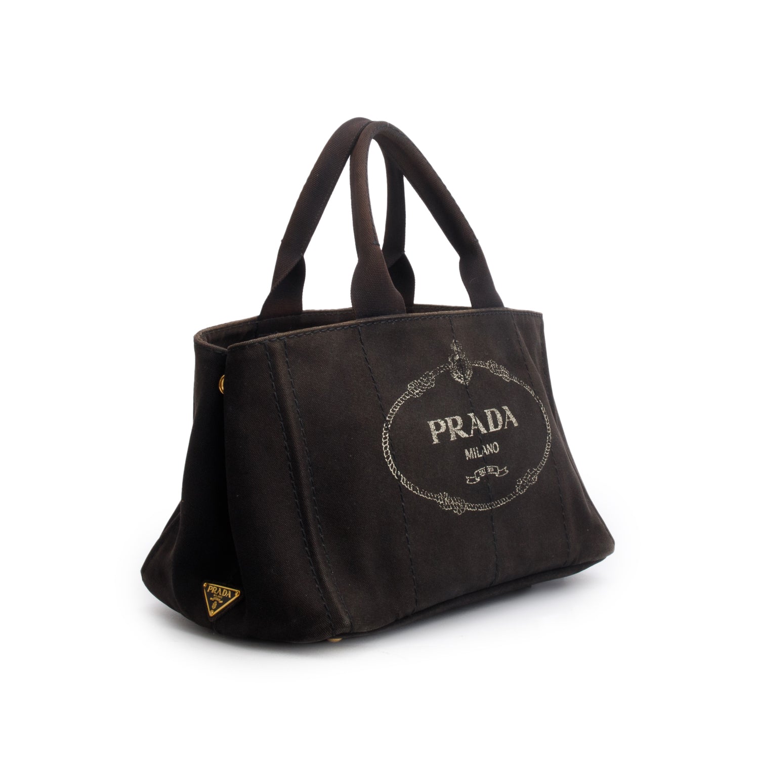 Prada Black Denim Canapa Logo Tote