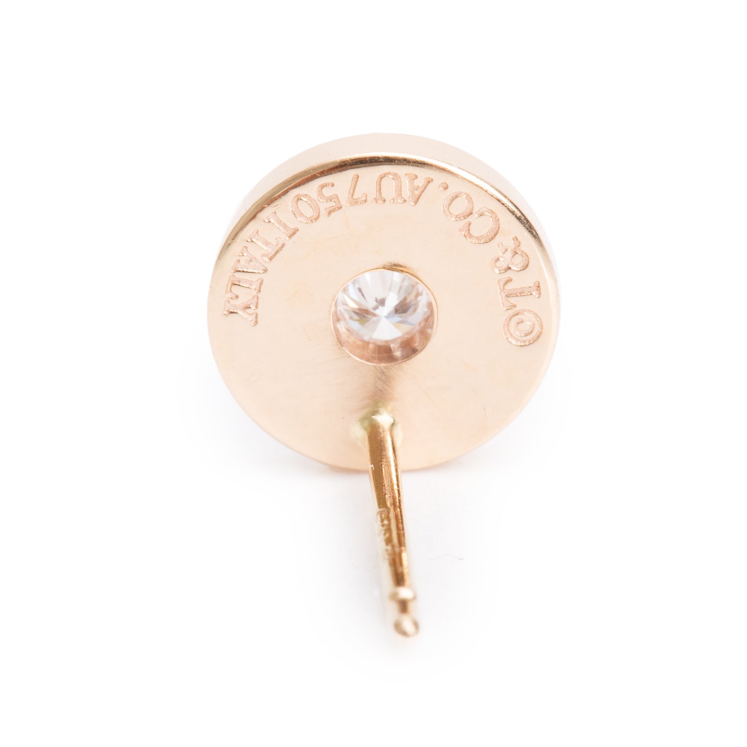 Tiffany & Co. 18k Rose Gold Diamond 1837 Circle Earrings w/ Box