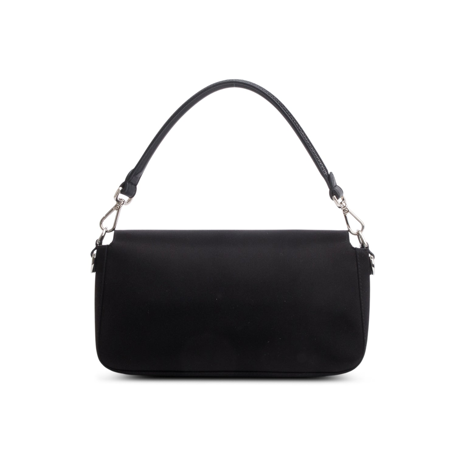 Fendi Black Satin Karung Crystal Baguette