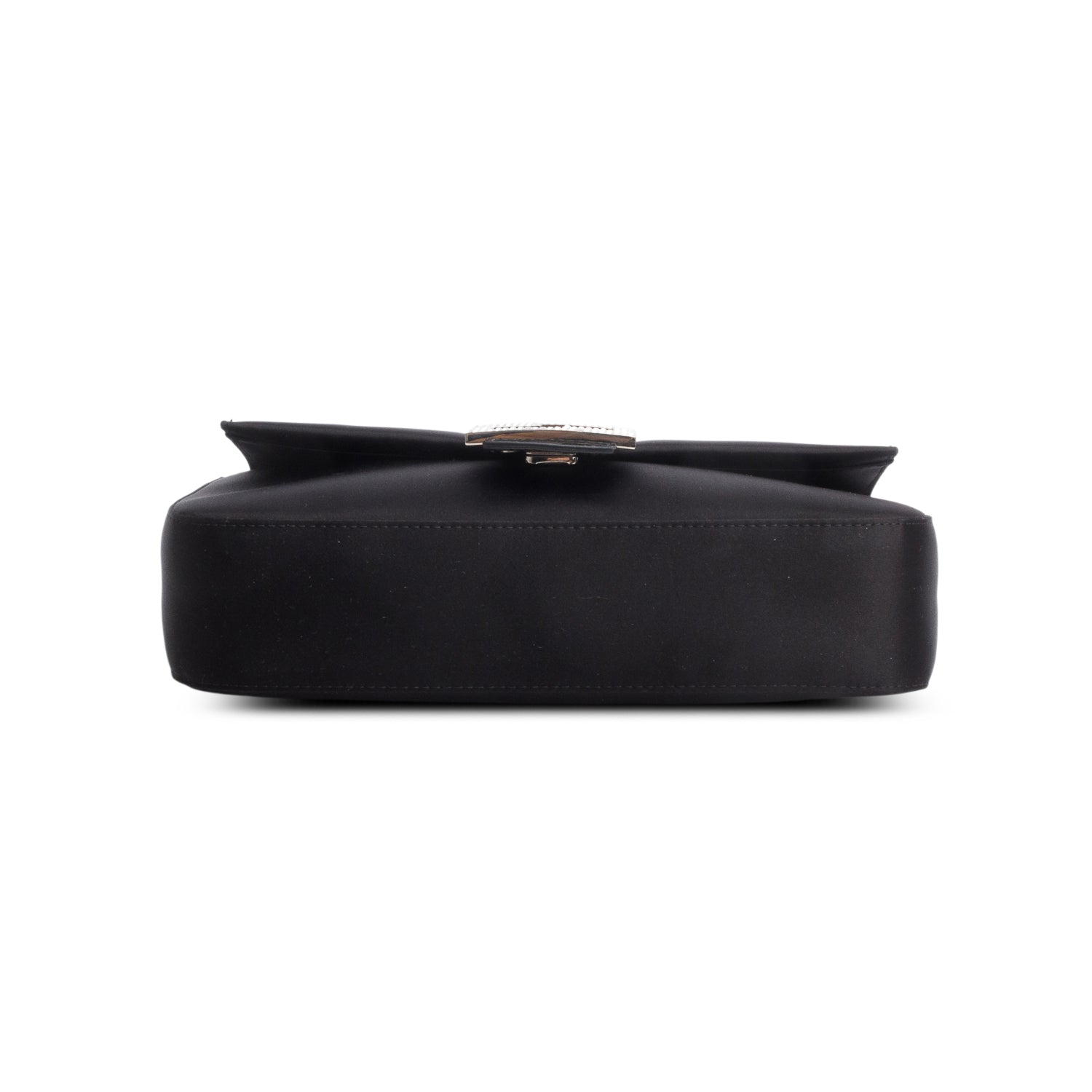 Fendi Black Satin Karung Crystal Baguette