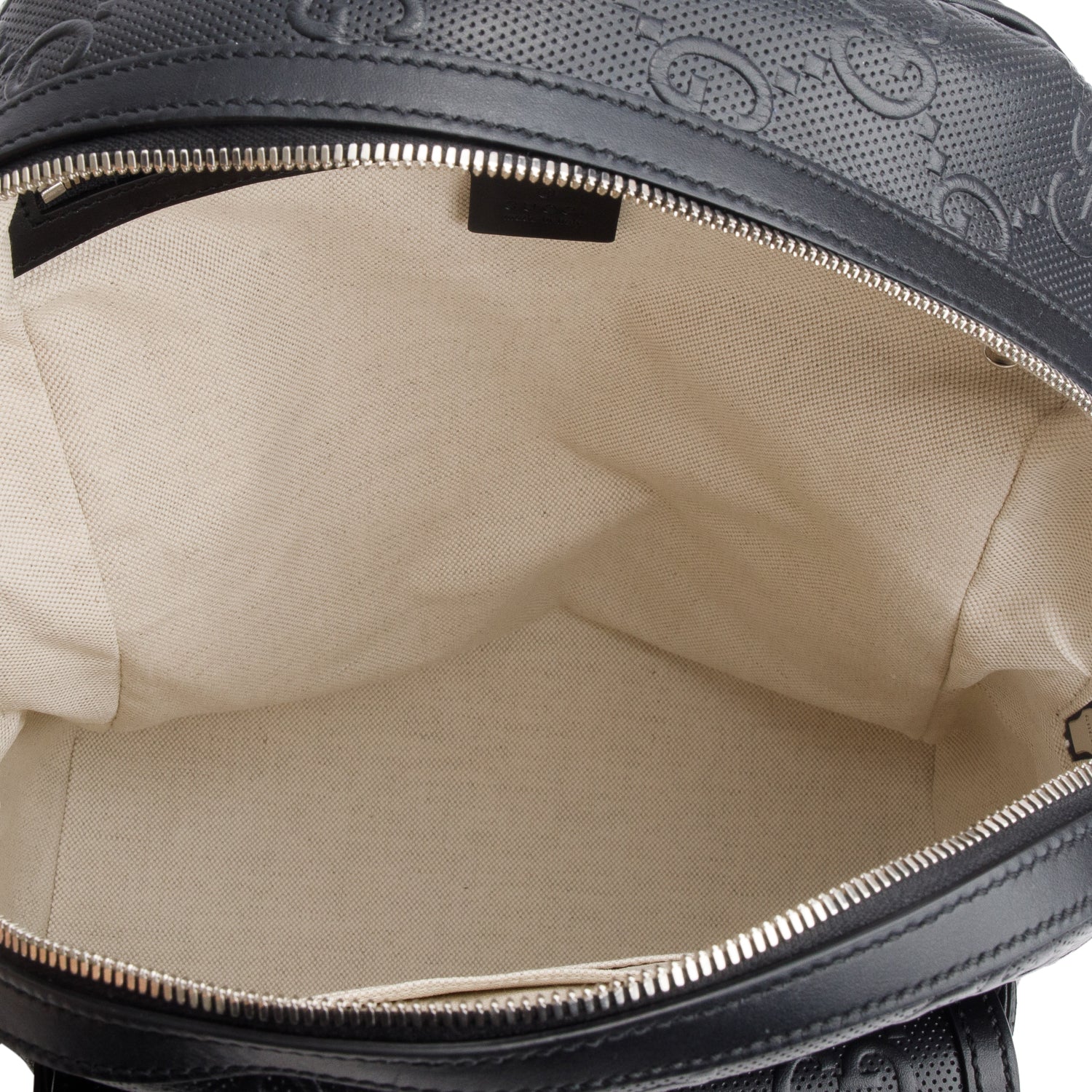 Gucci Black Embossed GG Jumbo Leather Backpack w/ Box