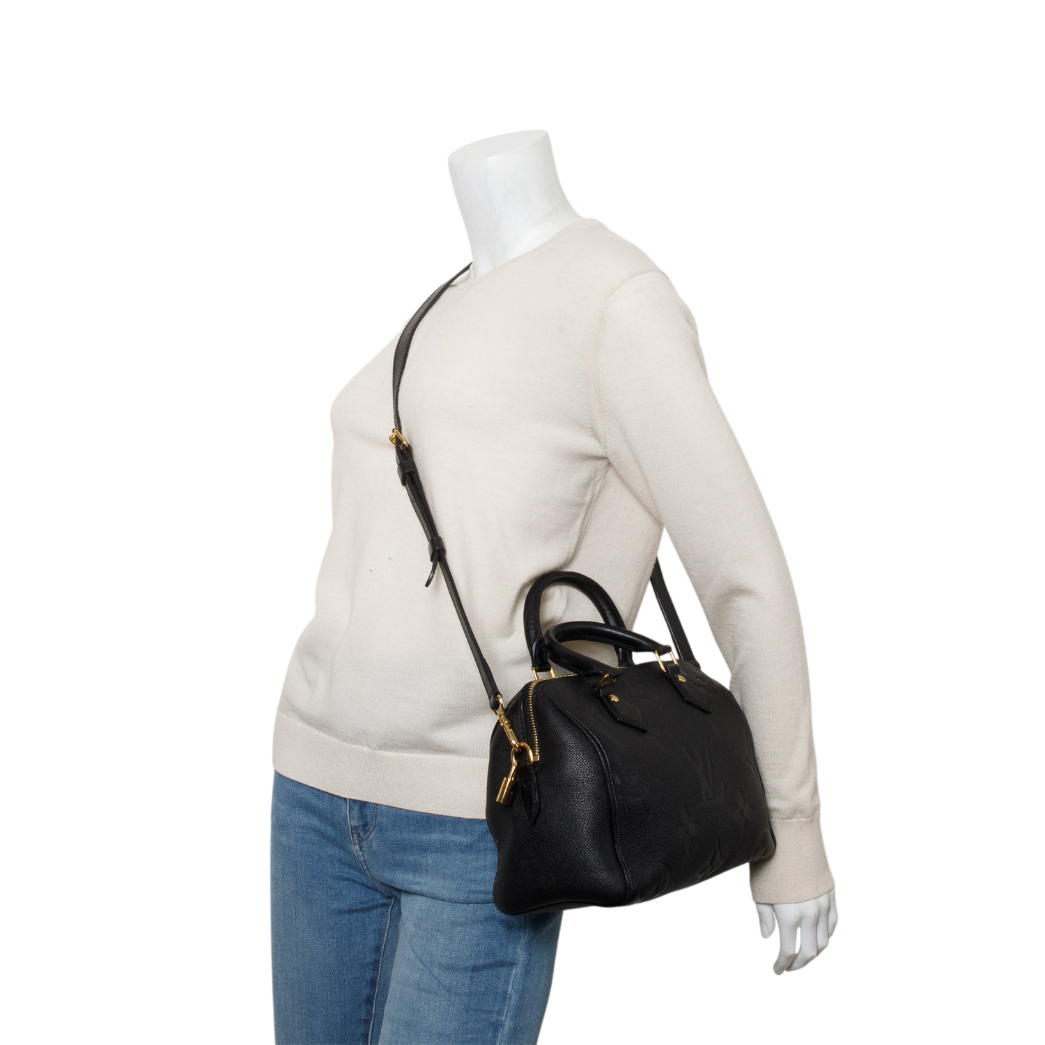 Louis Vuitton Black Empreinte Monogram Giant Speedy Bandouliere 25