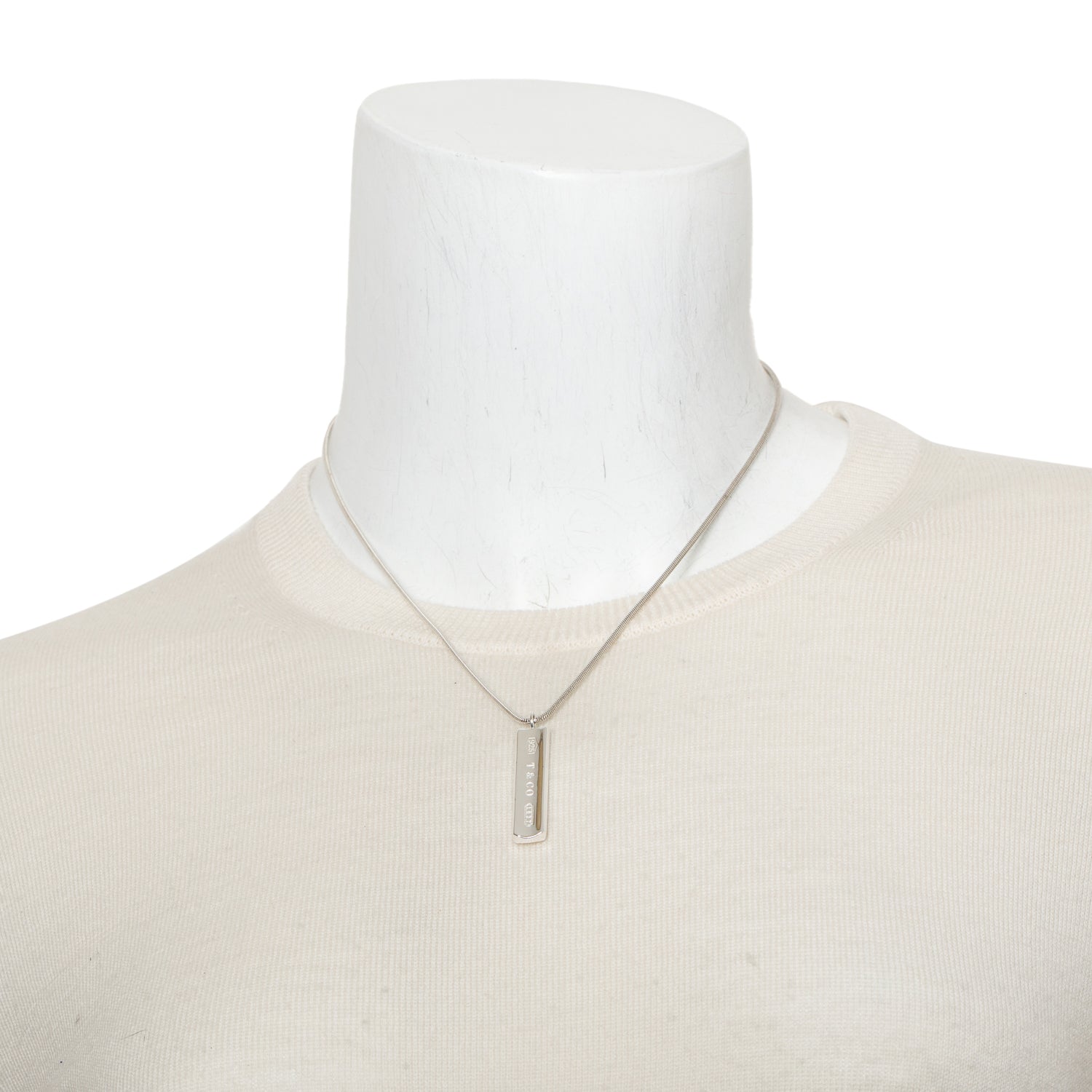 Tiffany & Co. Vintage Sterling Silver 1837 Bar Pendant Necklace