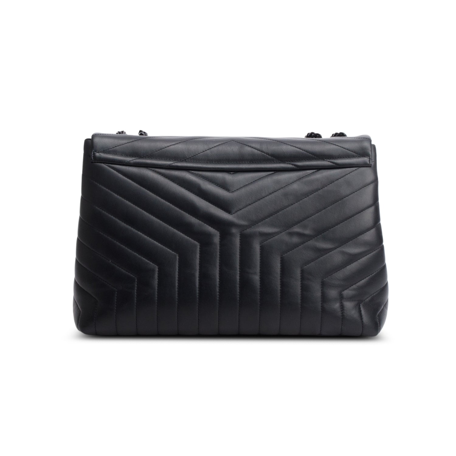 Saint Laurent 2022 Black Calfskin Y Quilted Monogram Monochrome Large Loulou Chain Satchel