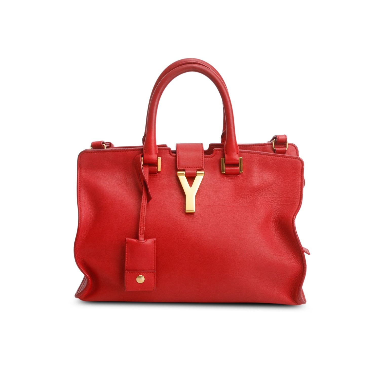 Saint Laurent Red Sheepskin Small Cabas ChYc w/ Strap