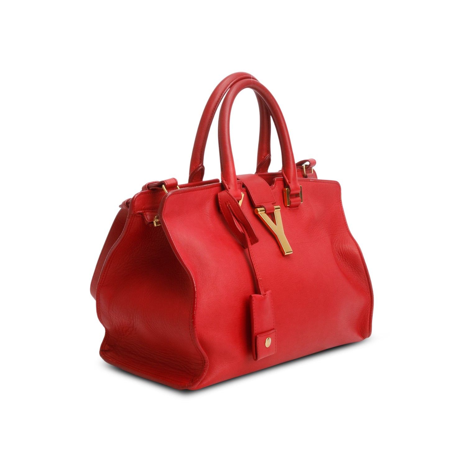 Saint Laurent Red Sheepskin Small Cabas ChYc w/ Strap