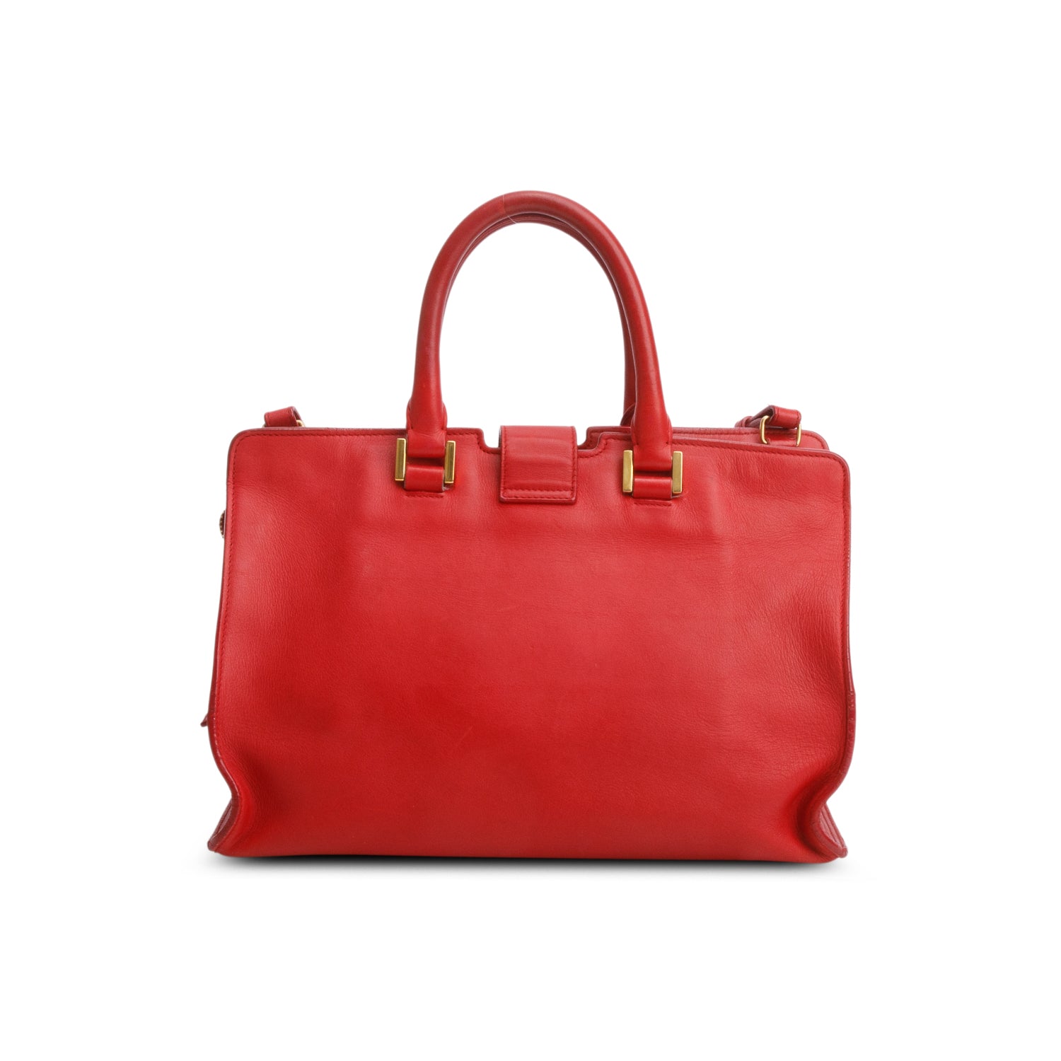 Saint Laurent Red Sheepskin Small Cabas ChYc w/ Strap