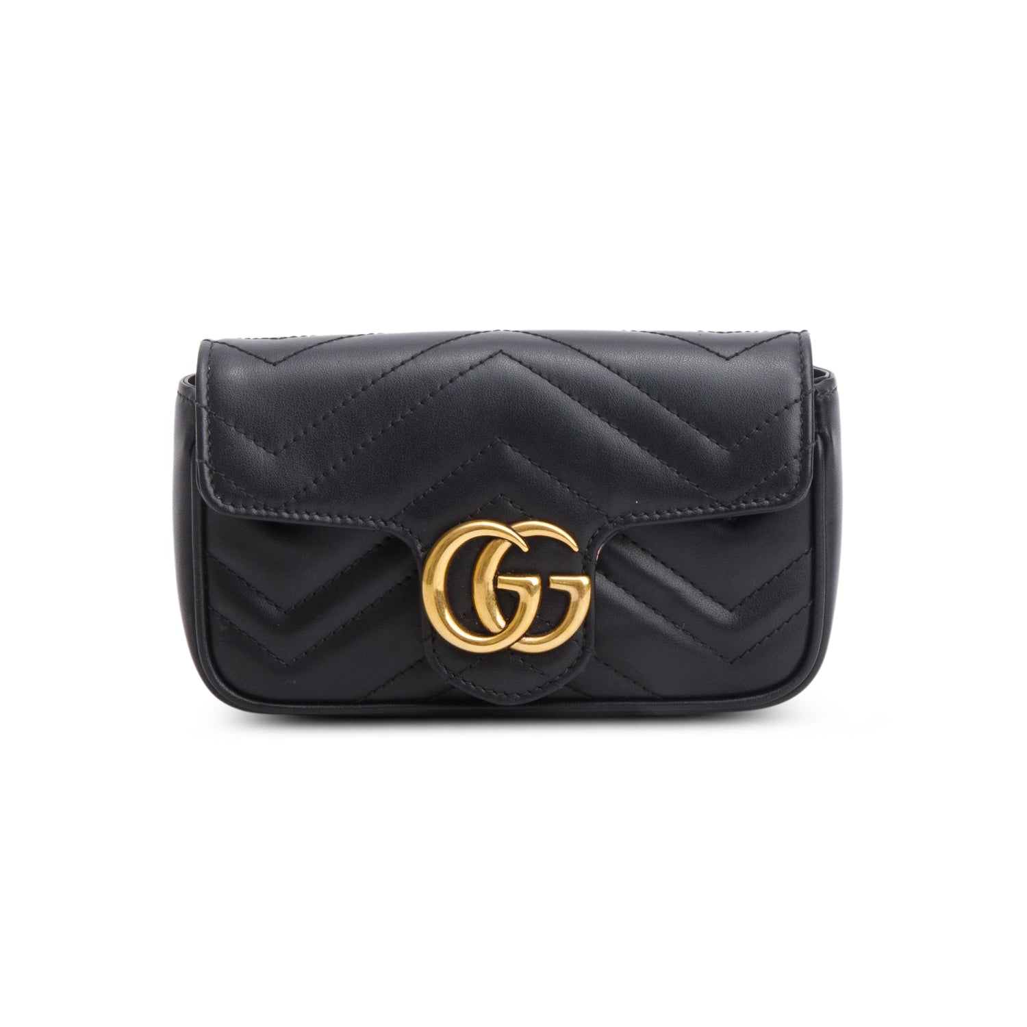 Gucci Black GG Marmont Matelasse Leather Super Mini Bag w/ Box