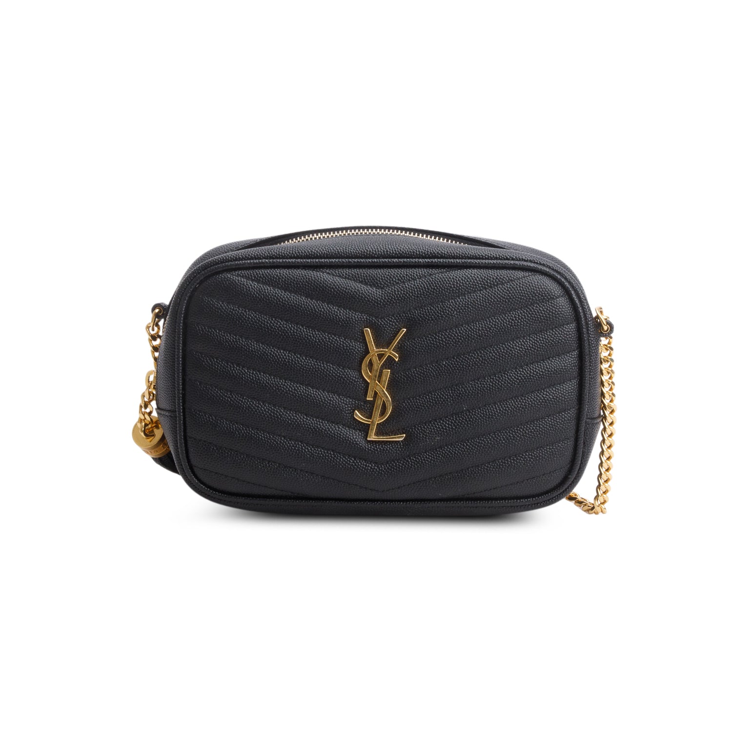Saint Laurent 2021 Black Grain de Poudre Matelasse Monogram Mini Lou Camera