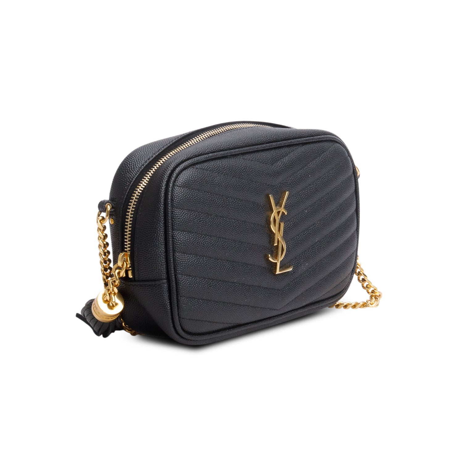 Saint Laurent 2021 Black Grain de Poudre Matelasse Monogram Mini Lou Camera