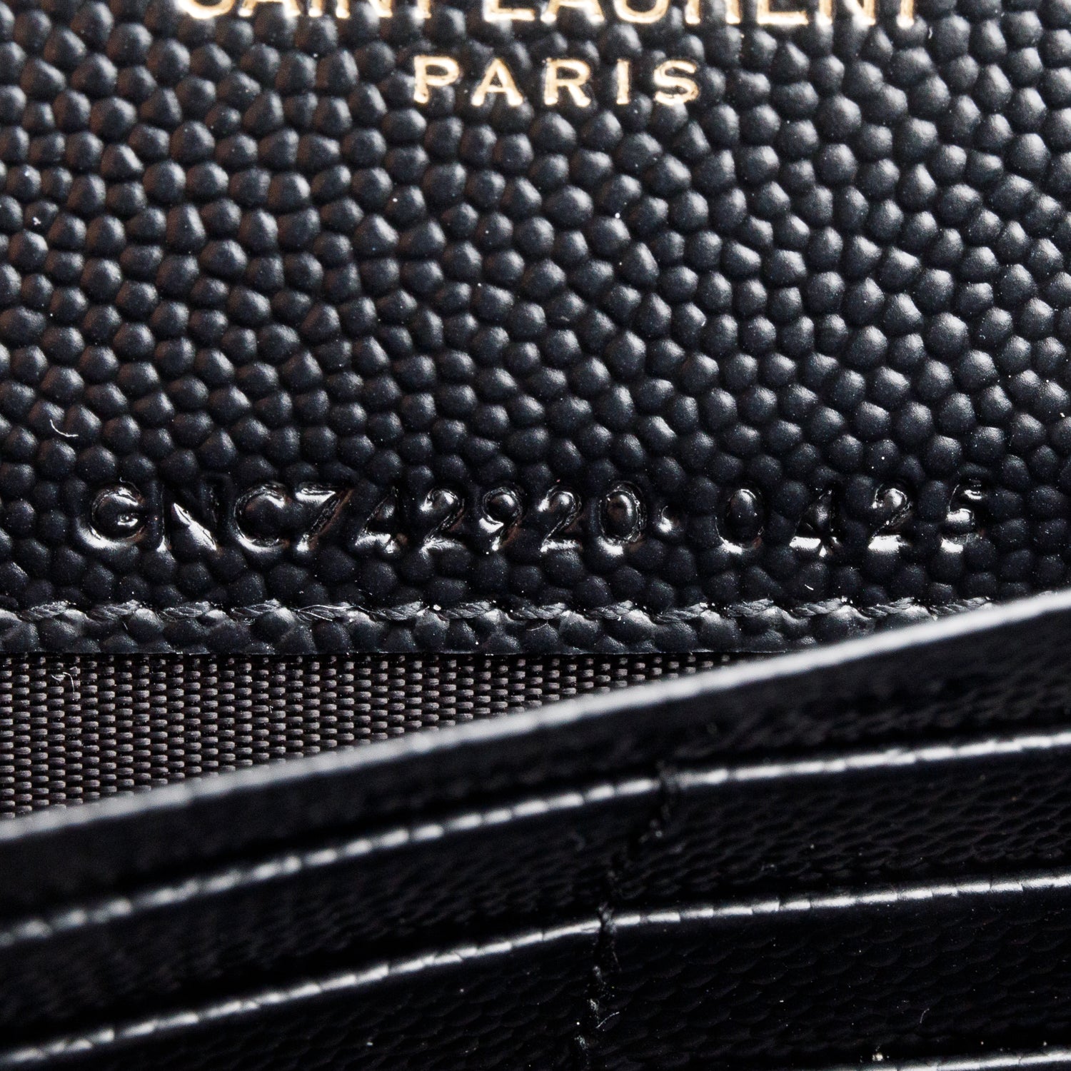 Saint Laurent 2025 Black Grain de Poudre Matelasse Chevron Monogram Cassandre Envelope Chain Wallet w/ Box & Receipt