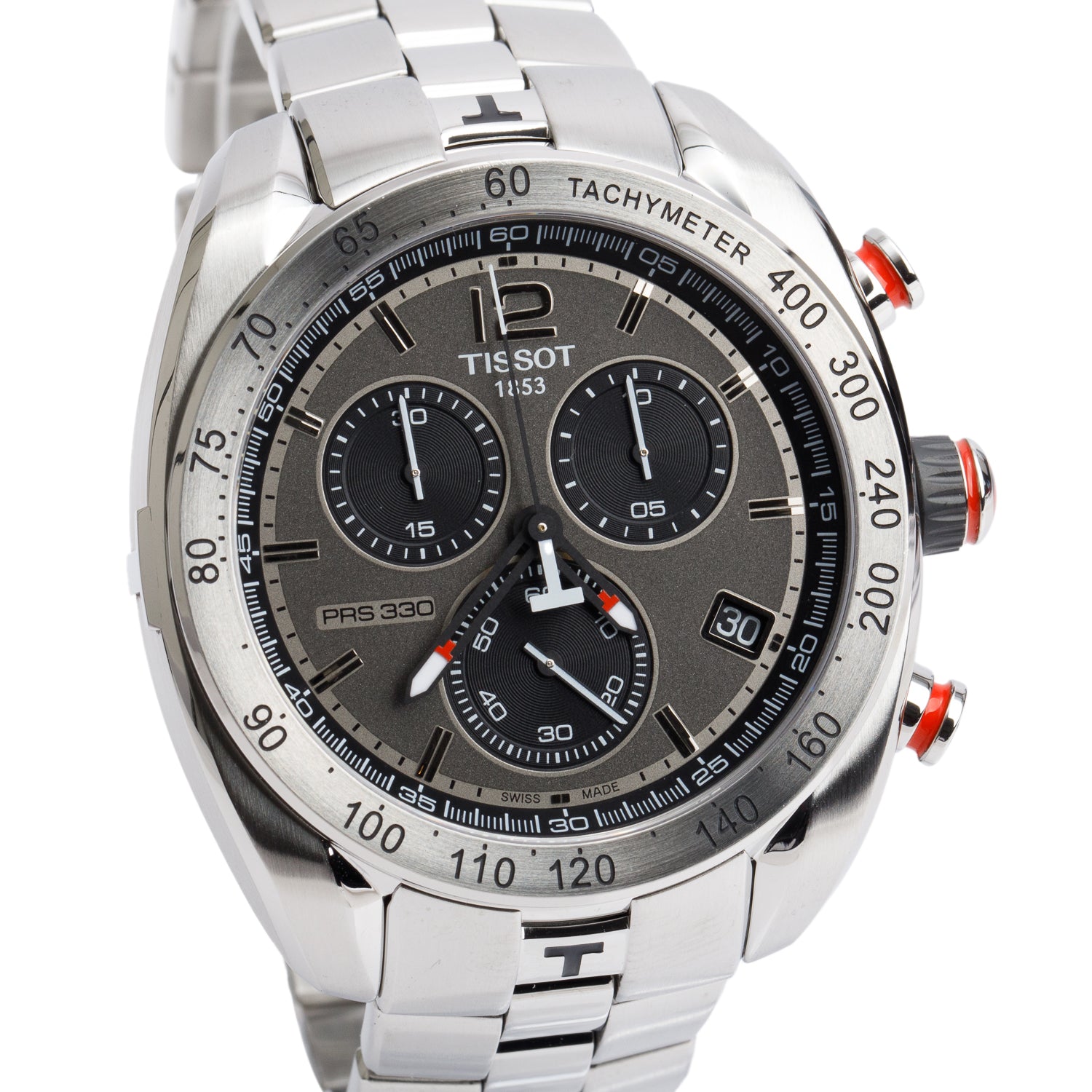 Tissot Stainless Steel PRS 330 44 MM Chronograph Quartz Watch Grey Dial w/ Box