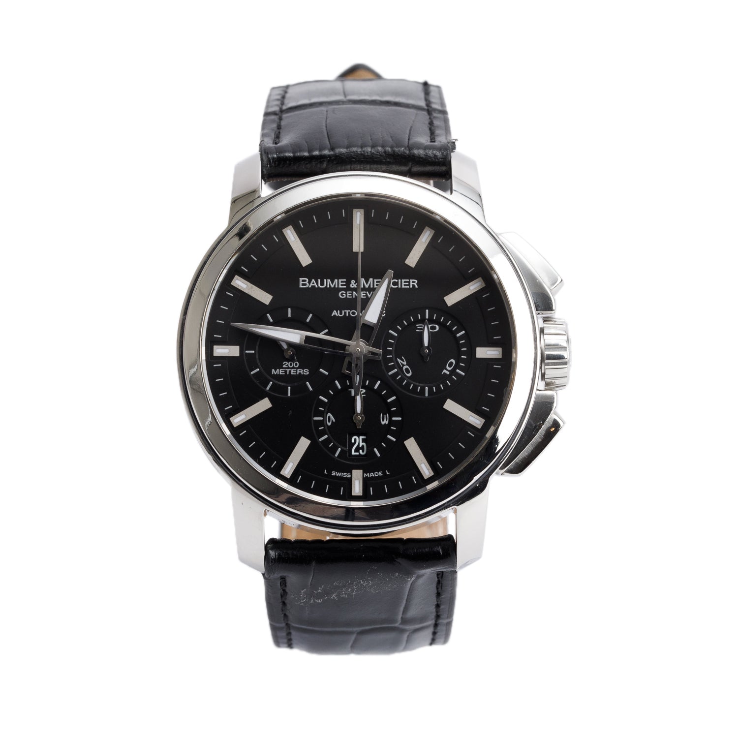 Baume & Mercier Stainless Steel Classima 44 MM Automatic Chronograph Watch Black Dial