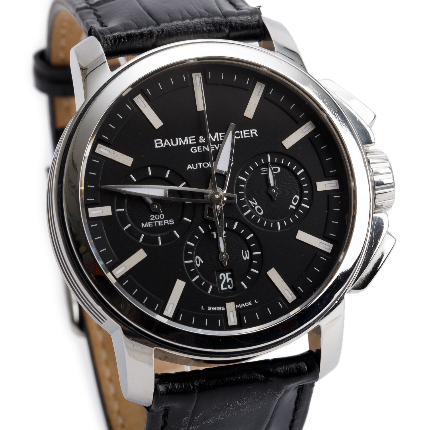 Baume & Mercier Stainless Steel Classima 44 MM Automatic Chronograph Watch Black Dial