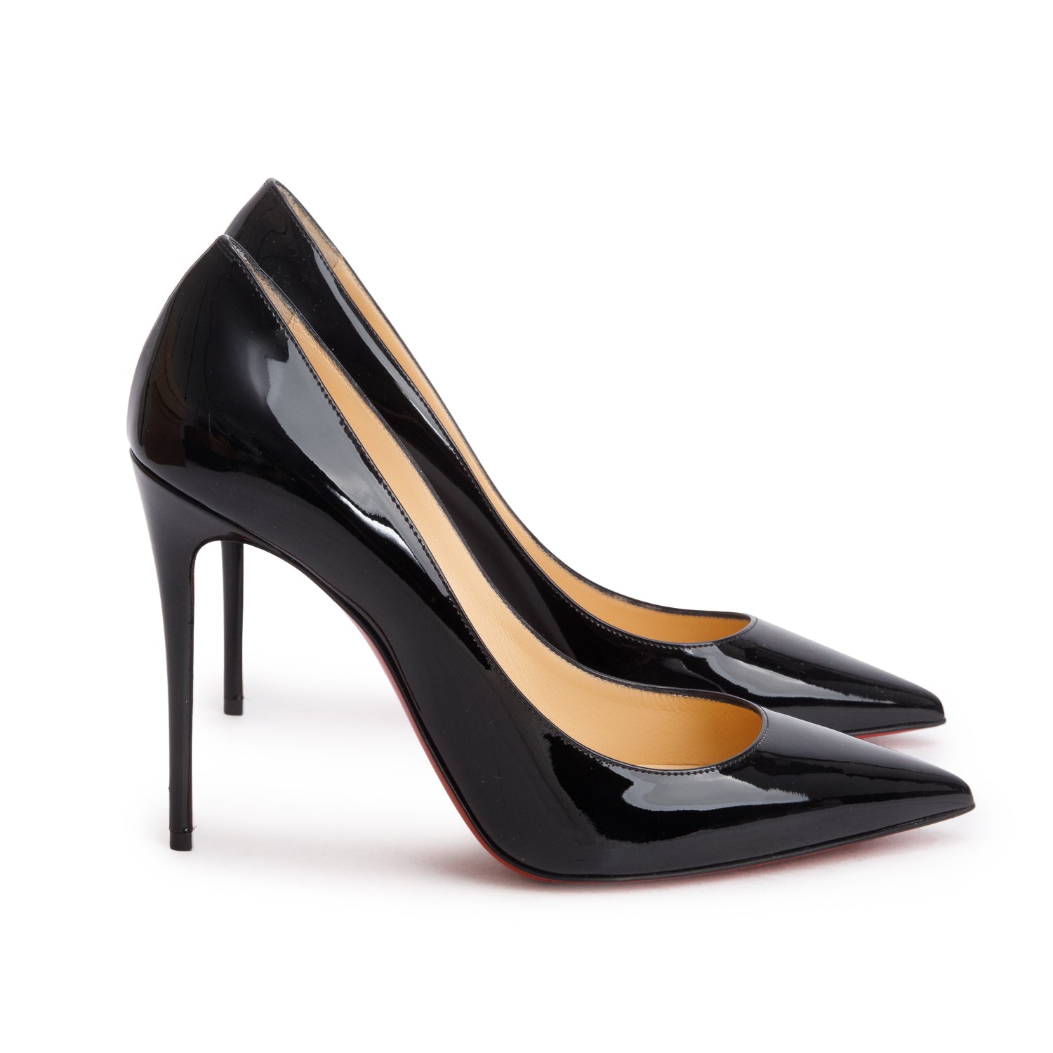 Christian Louboutin Black Patent Leather Kate 100 Pumps, Women's Size 38.5 w/ Box