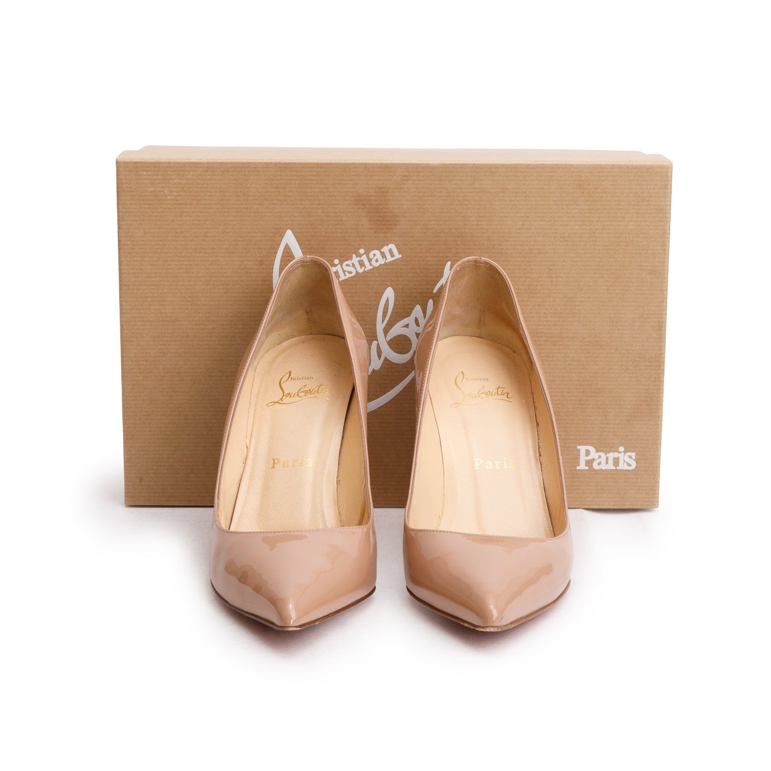 Christian Louboutin Nude Patent Leather Pigalle 85 Pumps, Women's Size 36.5 w/ Box