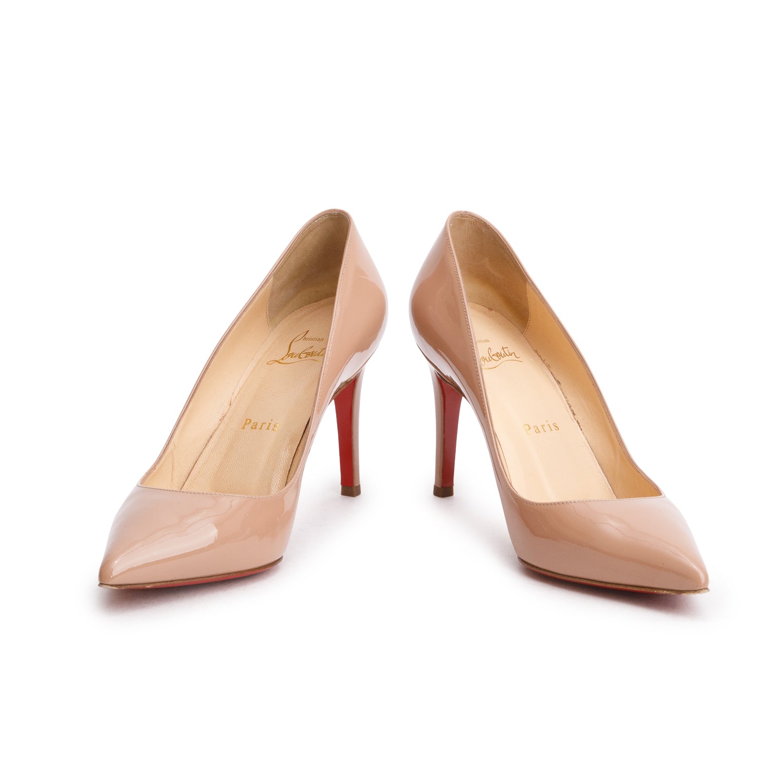 Christian Louboutin Nude Patent Leather Pigalle 85 Pumps, Women's Size 36.5 w/ Box