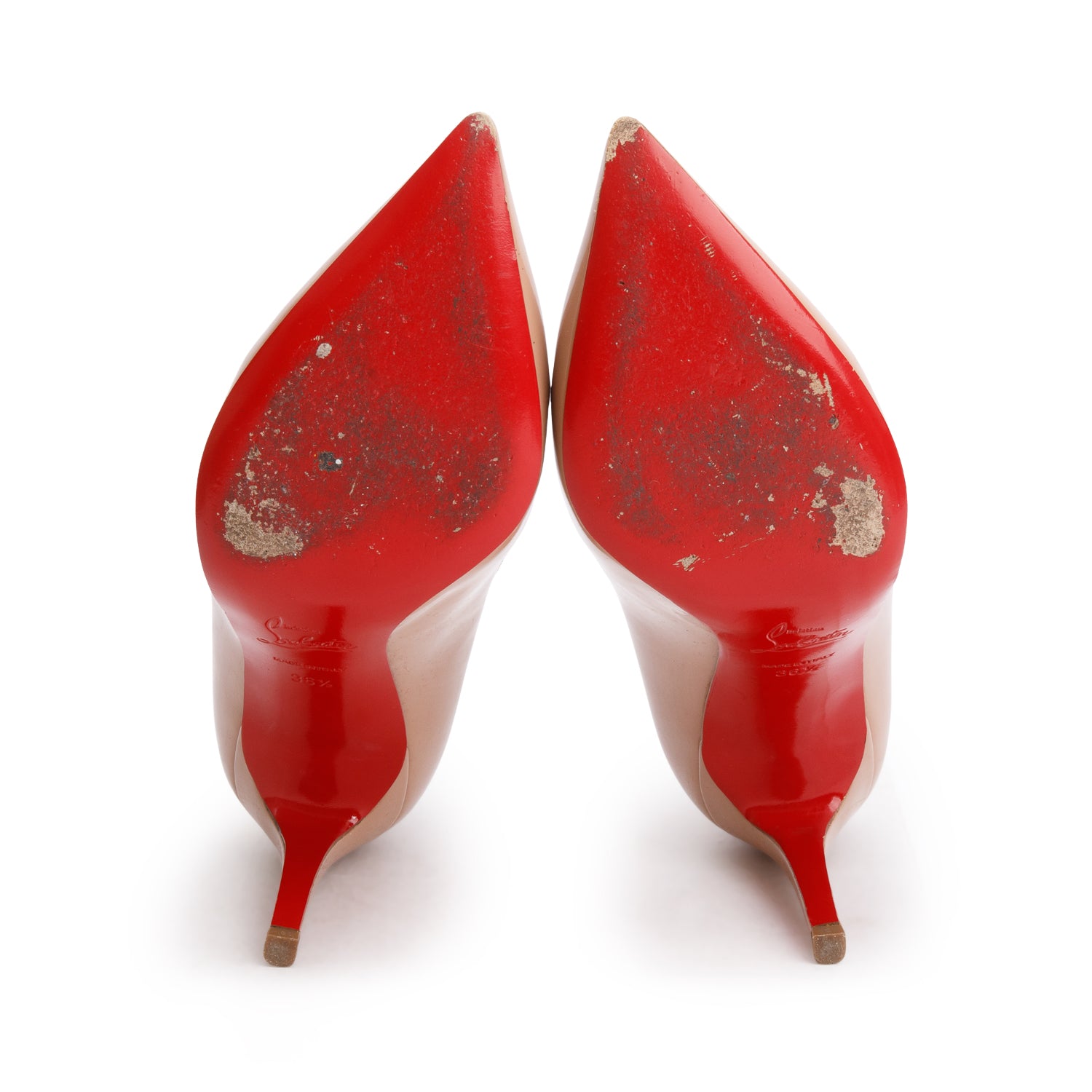 Christian Louboutin Nude Patent Leather Pigalle 85 Pumps, Women's Size 36.5 w/ Box