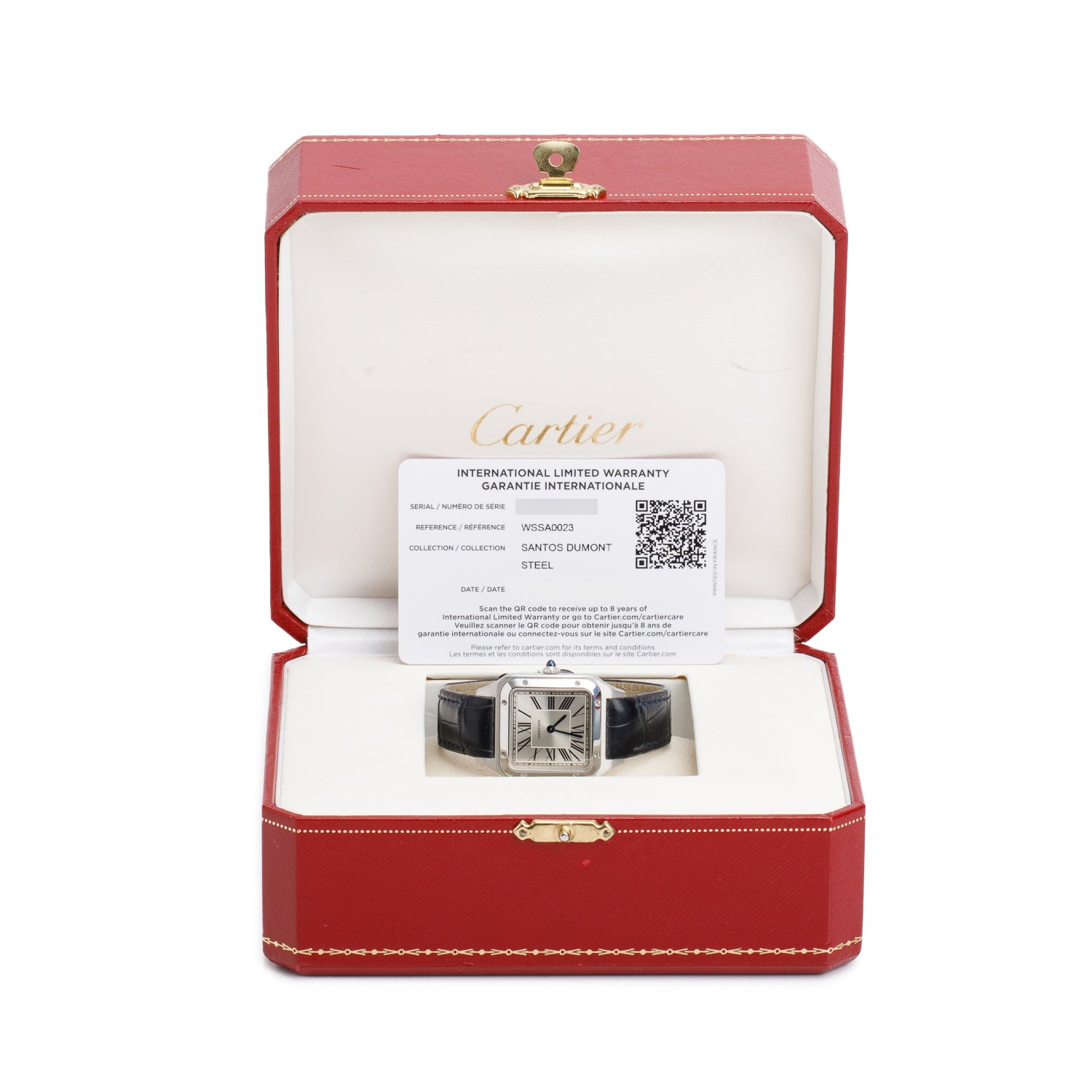 Cartier Stainless Steel Santos Dumont Watch, Silver Dial Small Model 4242 w/ Box & Papers