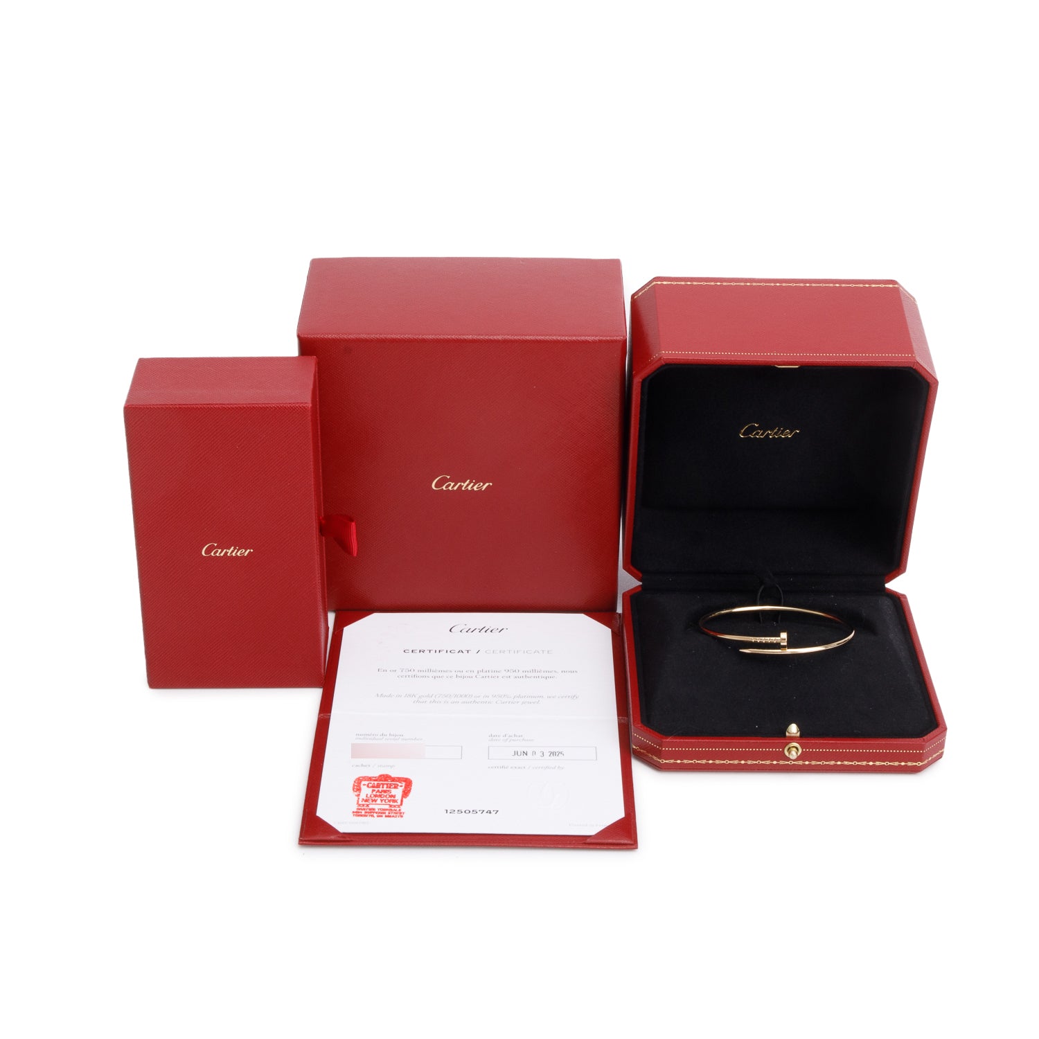 Cartier 2025 18k Yellow Gold Juste Un Clou Bracelet, Small Model Size 17 w/ Box & Certificate