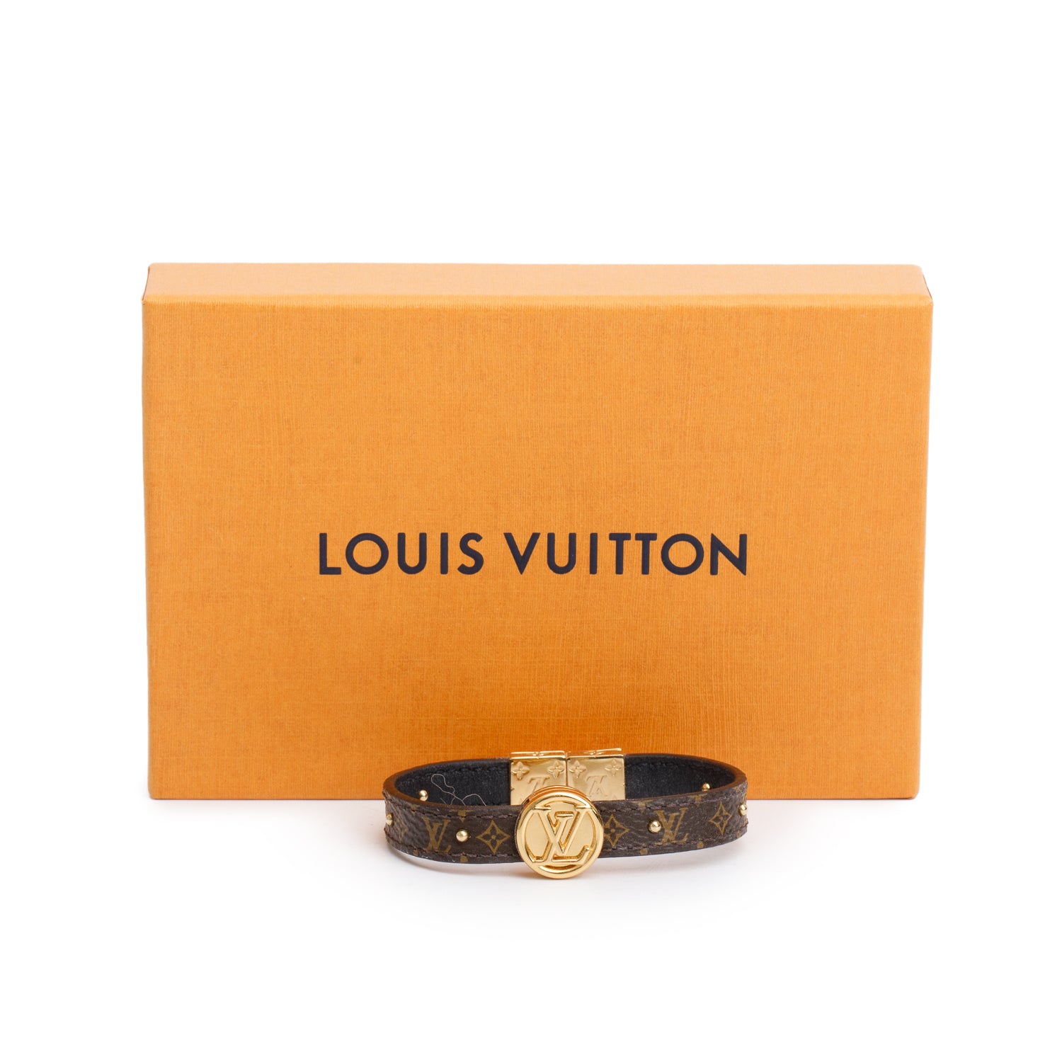 Louis Vuitton Monogram Black Leather LV Circle Reversible Bracelet w/ Box