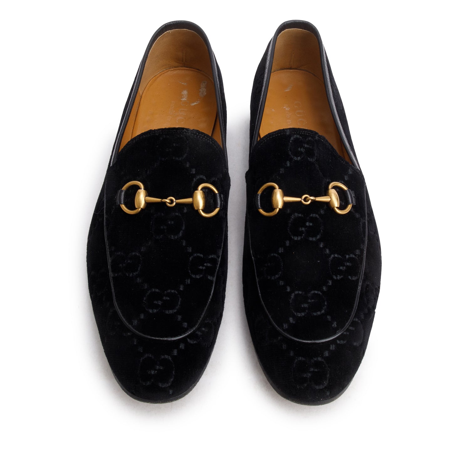 Gucci Black Velvet Horsebit Loafers with GG Monogram Gucci Velvet GG Monogram Horsebit Mens Jordaan Loafers 9  main image 3