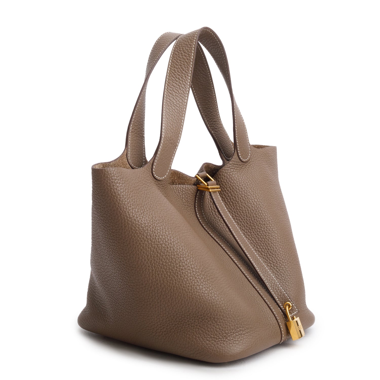 Hermes Etoupe Taurillon Clemence Picotin Lock 22 w/ Box