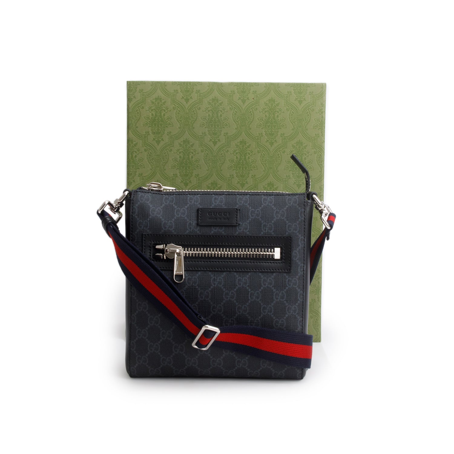 Gucci Black GG Supreme Small Messenger Bag w/ Box