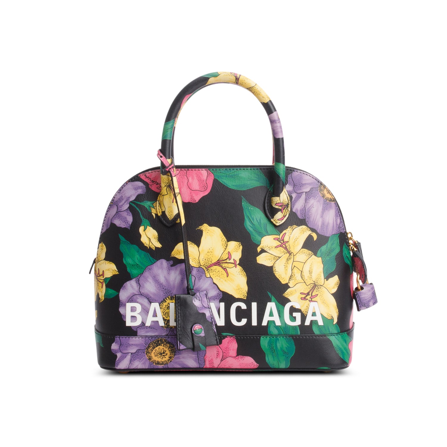 Balenciaga Multicolor Smooth Calfskin Lush Floral Print S Ville Top Handle Bag w/ Strap