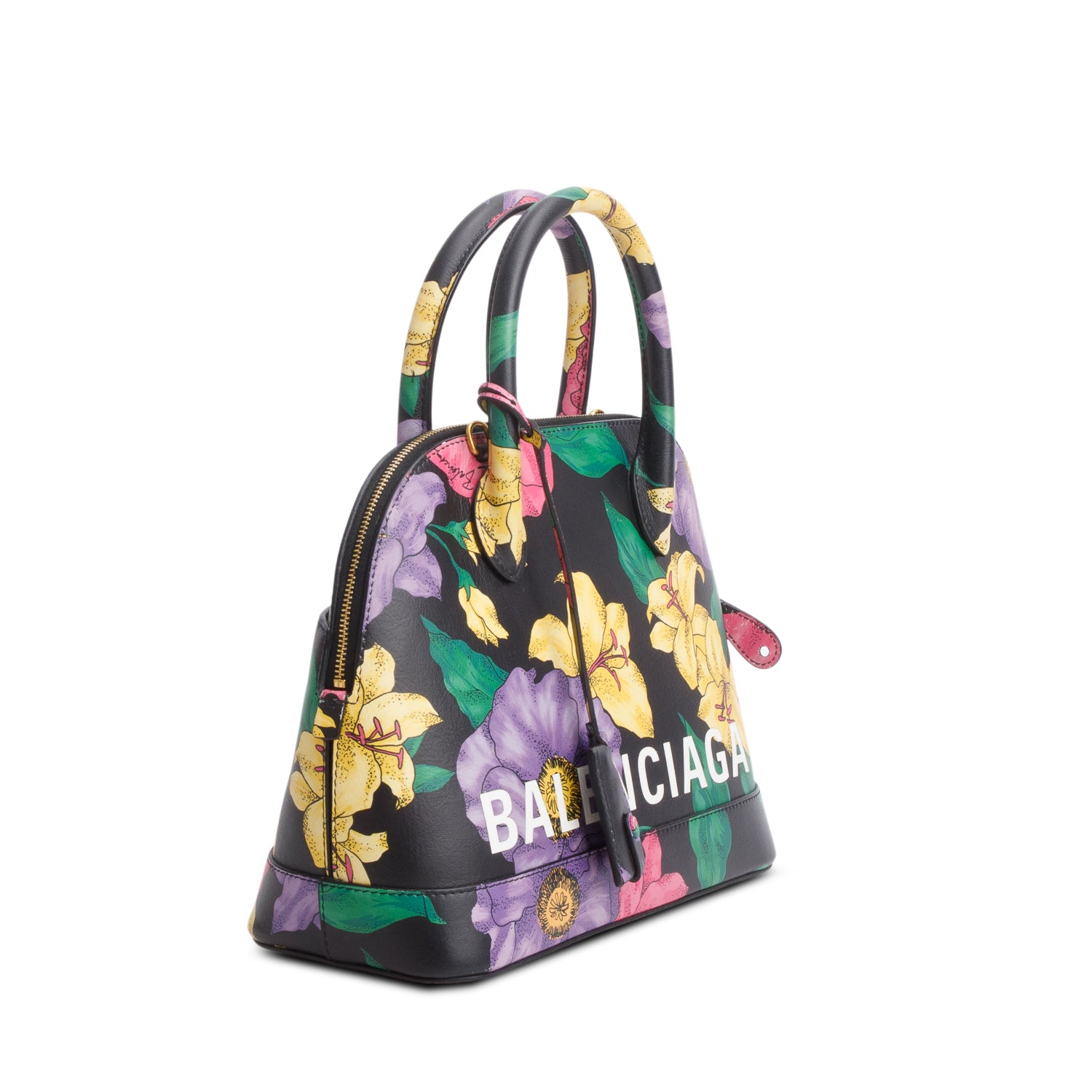 Balenciaga Multicolor Smooth Calfskin Lush Floral Print S Ville Top Handle Bag w/ Strap