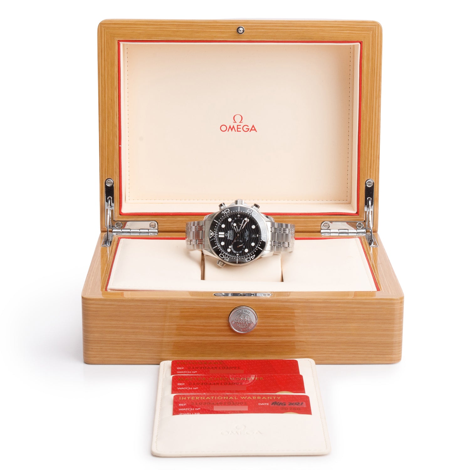 Omega 2021 Stainless Steel Seamaster Diver 300M 44 MM Automatic Chronograph Watch Black Dial w/ Box & Papers